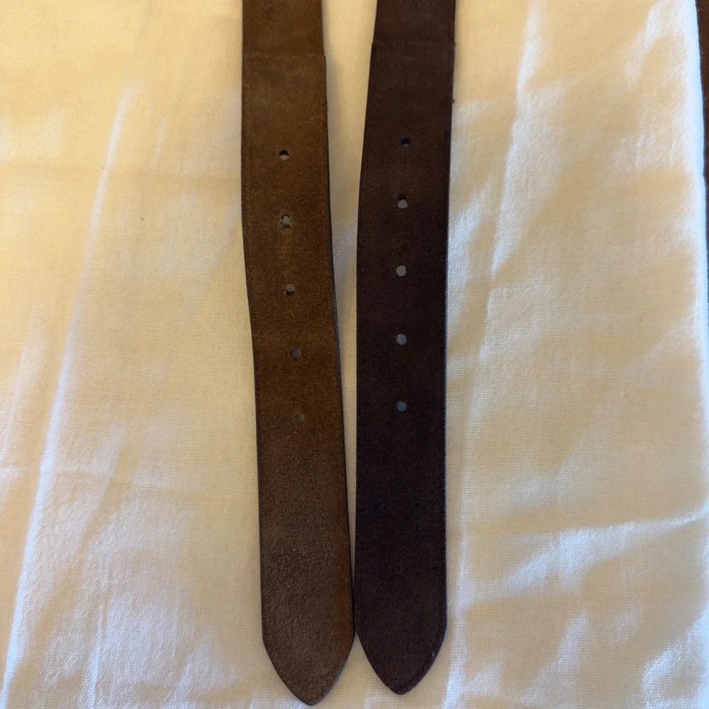 The‎ Tie Bar Mens Belt Lot 2 Suede Leather Wool Fabric Trim Grey Navy Size Small